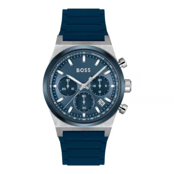 BOSS Vyriškas Laikrodis 1514243 41mm Nerūdijančio Plieno Mėlynas Ciferblatas Chronografas