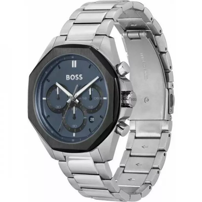 BOSS Skymaster vyrų chronografinis laikrodis 1514015 43mm nerūdijančio plieno mėlynu ciferblatu