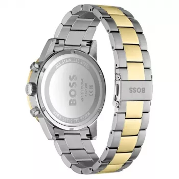 BOSS Skymaster vyriškas kvarcinis chronografinis laikrodis 1514163 44mm mėlynas ciferblatas nerūdijančio plieno tinklelis