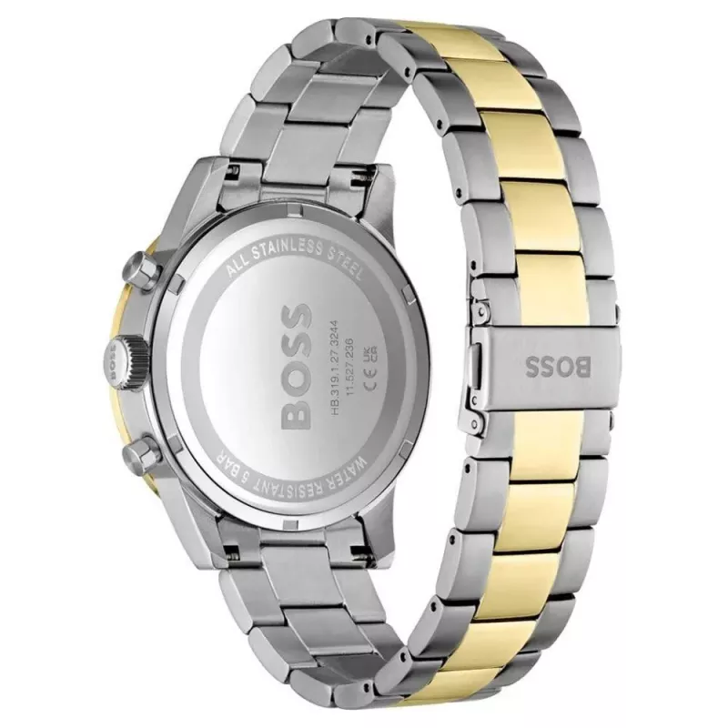 BOSS Skymaster vyriškas kvarcinis chronografinis laikrodis 1514163 44mm mėlynas ciferblatas nerūdijančio plieno tinklelis