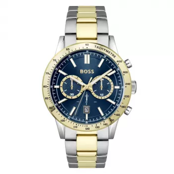 BOSS Skymaster vyriškas kvarcinis chronografinis laikrodis 1514163 44mm mėlynas ciferblatas nerūdijančio plieno tinklelis