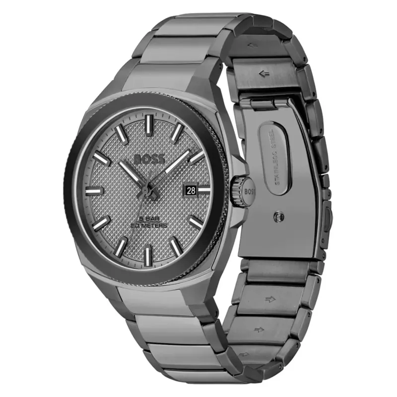 BOSS Skymaster vyriškas kvarcinis laikrodis 1514137 41mm mėlynas ciferblatas nerūdijančio plieno tinklelis