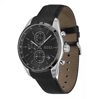 BOSS Watch Man 1514224 (44,5mm) Quartz Chronograph Blue Dial Brown Leather Strap