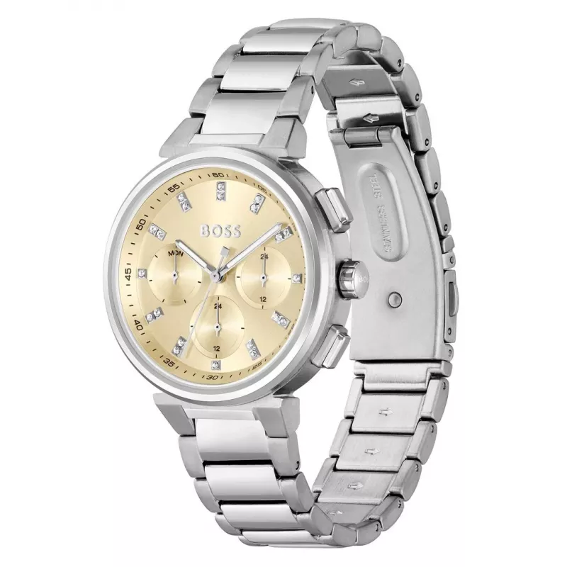 BOSS Moteriškas Laikrodis 1502676 Kvarcinis 37mm Nerūdijantis Plienas Sidabras/Rožinis Auksas