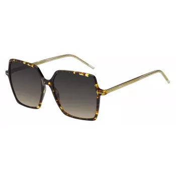 BOSS moteriški akiniai nuo saulės BOSS1524SHJV kvadratiniai Havana acetato rėmeliai pilki gradientiniai lęšiai 57mm