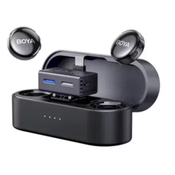 BOYA BOYALINK 3-02 belaidė mikrofonų sistema 2,4GHz USB-C – juoda