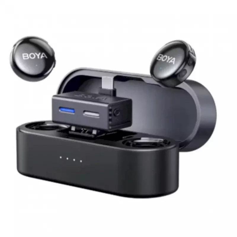 BOYA BOYALINK 3-02 belaidė mikrofonų sistema 2.4GHz USB-C – juoda