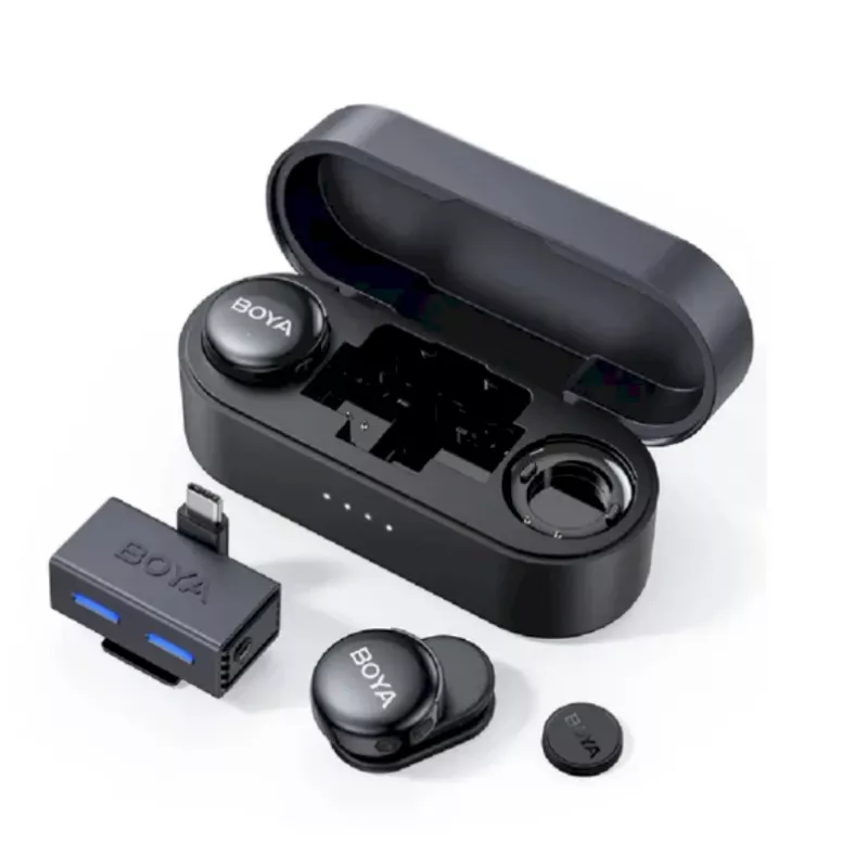 BOYA BOYALINK 3-02 belaidė mikrofonų sistema 2.4GHz USB-C – juoda