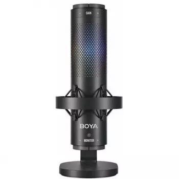 BOYA K9 laidinis kondensatorinis mikrofonas, įvairiakryptis, triukšmo slopinimas, realaus laiko stebėjimas, USB-A/USB-C, juodas
