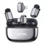BOYA Mini 2-01 belaidė mikrofono sistema su AI triukšmo slopinimu, 2 siųstuvais ir 2 imtuvais (USB-C ir Lightning), Space Gray