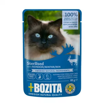 Bozita Pouch Sterilised HiS Reindeer šlapias ėdalas katėms 85g