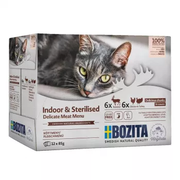 BOZITA Sterilised Pieces in Sauce with Meat Multibox - Šlapias kačių ėdalas - 12 x 85g
