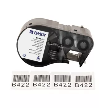 Brady M4-49-422 savaiminio laminavimo vinilo etikečių ritinys, 48,26 mm x 6,4 m, baltas, skirtas BMP41/BMP51/BMP53/M511