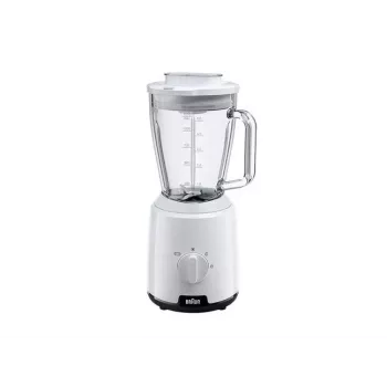 Braun JB1050WH Household PowerBlend 1 stalinis maišytuvas su 1,5 l stikline blenderio talpa, virtuvės pagalbininkas smulkinimui, trinimui ir maišymui, ledo smulkinimo funkcija, 2 greičiai, 600 W, baltas (JB1050)