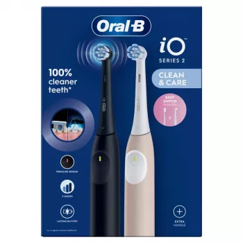 Braun Oral-B iO Series 2 Electric Toothbrush Night Black/Calm Pink with 2nd Handle