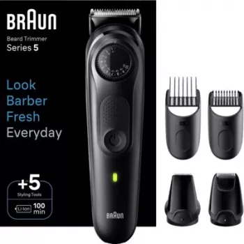 Braun Series 5 BT5441 barzdos kirpimo mašinėlė su 40 ilgio nustatymų ir 100 min. baterijos veikimo