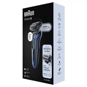 Braun Series 61 - B1000s elektrinis skustuvas šlapiam ir sausam skutimuisi, mėlynas