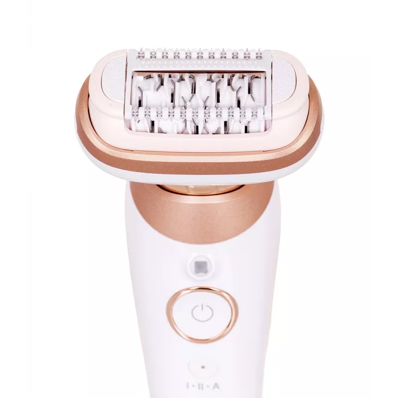Braun Silk-épil 9 3D SES9-481 šlapiam ir sausam epiliatorius belaidis, 40 pincetų, SensoSmart, Smartlight, trimeris, baltas/rožinis auksas