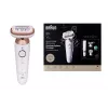 Braun Silk-épil 9 3D SES9-481 šlapiam ir sausam epiliatorius belaidis, 40 pincetų, SensoSmart, Smartlight, trimeris, baltas/rožinis auksas