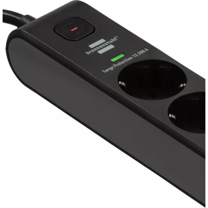 BRENNENSTUHL 6-ių lizdų ilgintuvas su 1x USB-C, 1x USB-A, apsauga nuo viršįtampių 13 500 A, 2 m laidas, juoda/antracitas