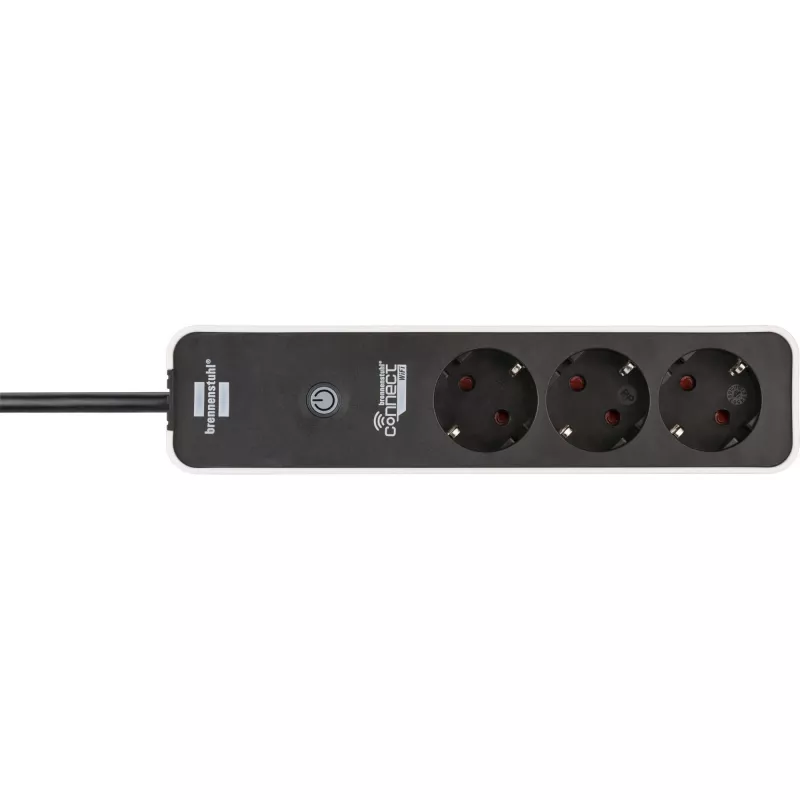 BRENNENSTUHL Connect Ecolor WLAN Power Strip 3-Way (White/Black, 1,5 m Cable, Voice Control, Timer, App)