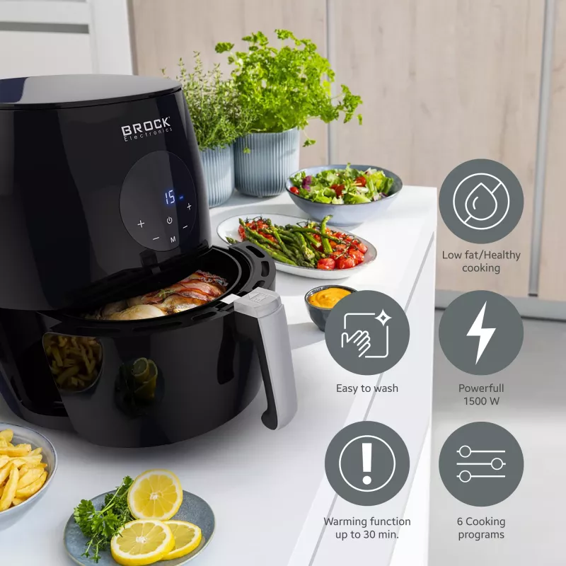 Brock AFD 3502 BK karšto oro fritiūrė 3,5L 1200W juoda