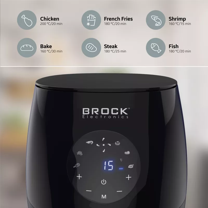 Brock AFD 3502 BK karšto oro fritiūrė 3,5L 1200W juoda