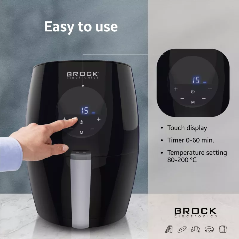 Brock AFD 3502 BK karšto oro fritiūrė 3,5L 1200W juoda