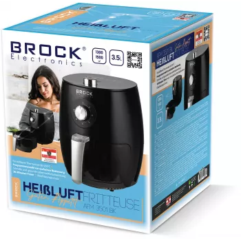 Brock AFM 3501 BK oro gruzdintuvė 3,5L 1300-1500W juoda skaitmeninė su krepšeliu