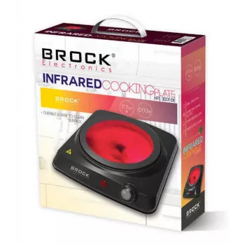 Brock HPI 3001 BK 1500W vienos zonos elektrinė kaitlentė su ketaus plokšte ir termostatu, juoda