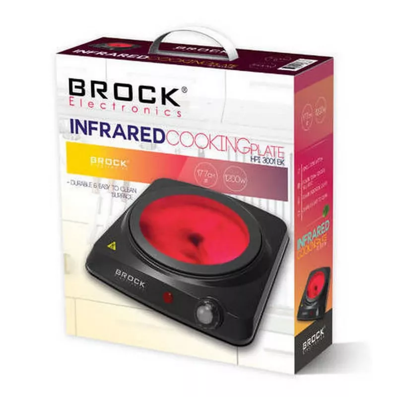 Brock HPI 3001 BK 1500W vienos zonos elektrinė kaitlentė su ketaus plokšte ir termostatu, juoda