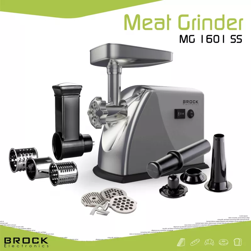 Brock MG 1601 SS mėsmalė 1400W, raudona/plieno
