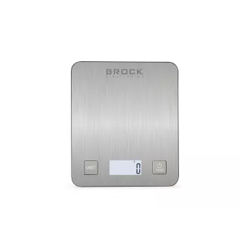 Brock SKS 1009 skaitmeninės virtuvinės svarstyklės su LED ekranu, 5 kg talpa, 1 g tikslumu, grūdinto stiklo platforma, juodos
