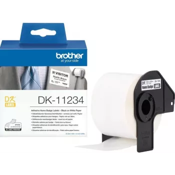 Brother DK-11234 iškirpti balti popieriniai etikečių ritinėliai - 60mm x 86mm, 600 etikečių, nuolatinis klijavimas, tiesioginė terminė spauda, QL serijos spausdintuvams