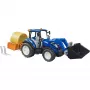 BRUDER New Holland T5.120 traktorius su priekiniu krautuvu, krovimo dėže ir šakėmis 1:16