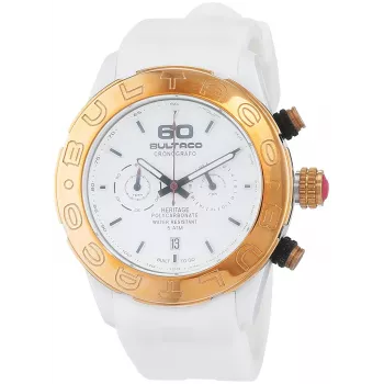 BULTACO H1PW43C-CW1 Moteriškas analoginis kvarcinis laikrodis 43mm balta odinis dirželis