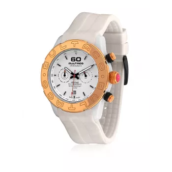 BULTACO H1PW43C-CW1 Moteriškas analoginis kvarcinis laikrodis 43mm balta odinis dirželis