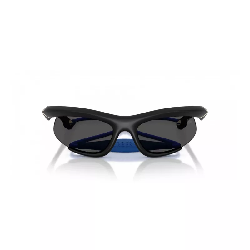 Burberry BE4462-345287 Moteriški akiniai nuo saulės Geometriniai Skaidrūs pilki acetatiniai rėmeliai Tamsiai pilki lęšiai 64/20/125 mm