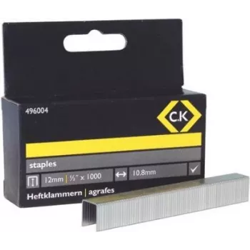C.K Tools Type 140 cinkuoto plieno kabės, 12 mm kojelė, 10,6 mm vainikas, 1000 vnt. (496004)