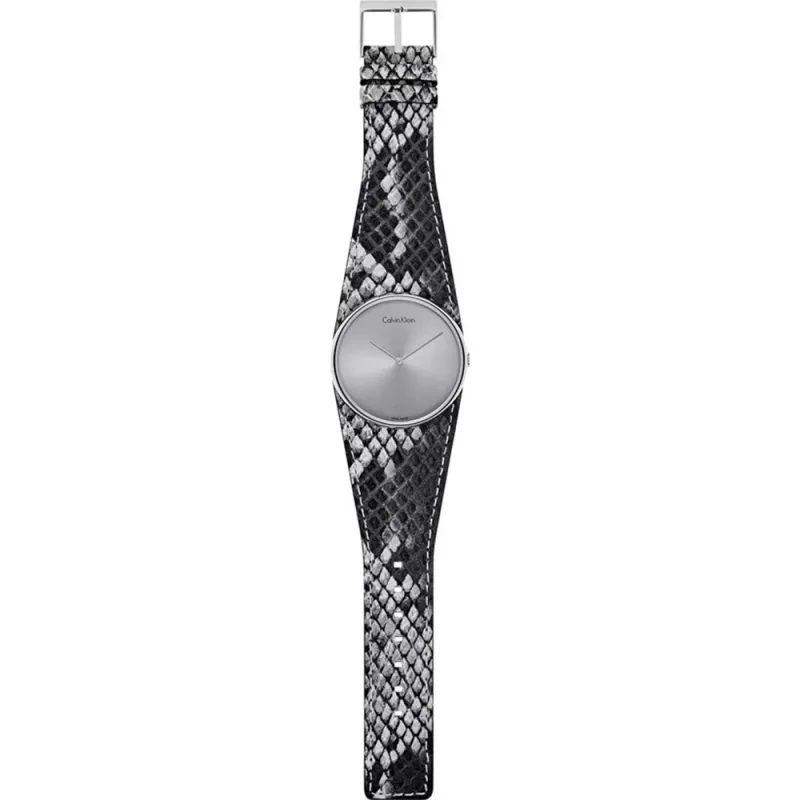 CALVIN KLEIN K5V231Q4 Moteriškas Laikrodis 39mm Kvarcinis Nerūdijantis Plienas Rožinis Auksas PVD Oda Juoda