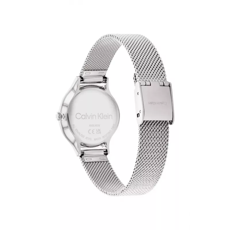 CALVIN KLEIN Moteriškas Laikrodis 25200058 28mm Sidabrinis Nerūdijančio Plieno Tinklelis