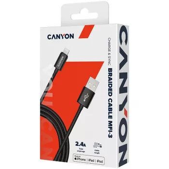 Canyon Charge & Sync MFI laidas 1m Juodas