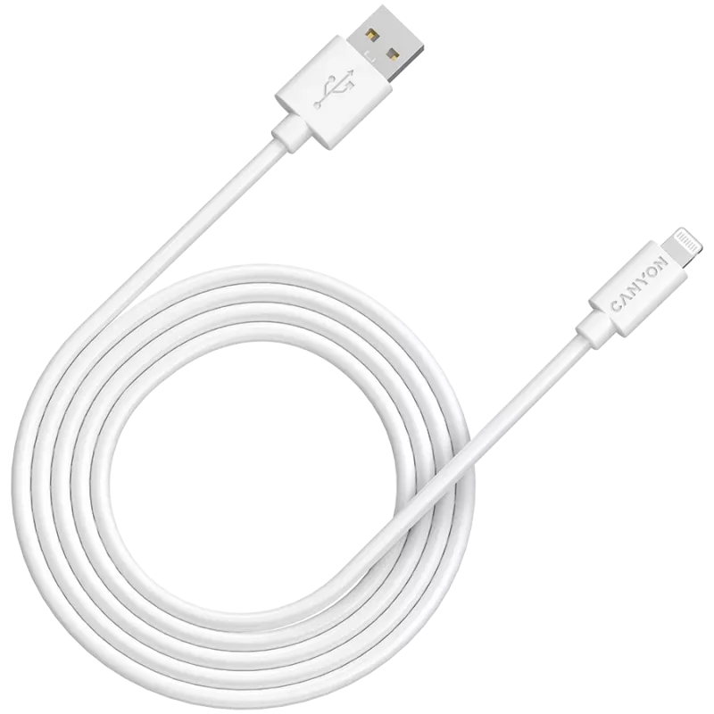 CANYON MFI-12 USB-A to Lightning kabelis 2m Baltas