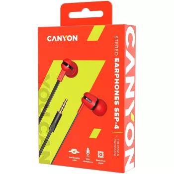 Canyon SEP-4 Stereo ausinės su mikrofonu 3,5 mm Raudonos