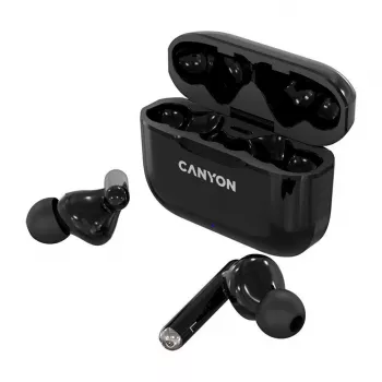 Canyon TWS-3 True Wireless Bluetooth ausinės su įkrovimo dėklu, juodos
