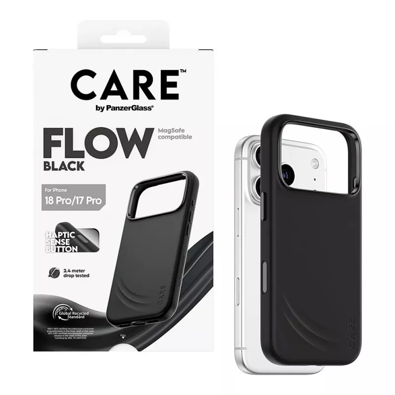 CARE by PanzerGlass Flow dėklas juodas su MagSafe, skirtas iPhone 17 Pro