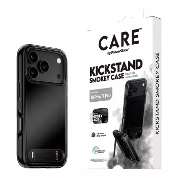 CARE by PanzerGlass Kickstand Case Smokey Black MagSafe dėklas iPhone 17 Pro