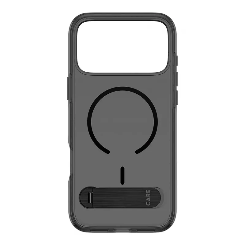 CARE by PanzerGlass “Kickstand” dėklas Smokey su juodu MagSafe skirtas iPhone 17 Pro Max
