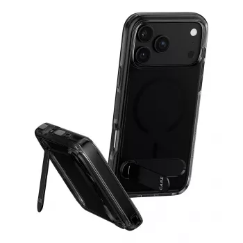 CARE by PanzerGlass “Kickstand” dėklas Smokey su juodu MagSafe skirtas iPhone 17 Pro Max