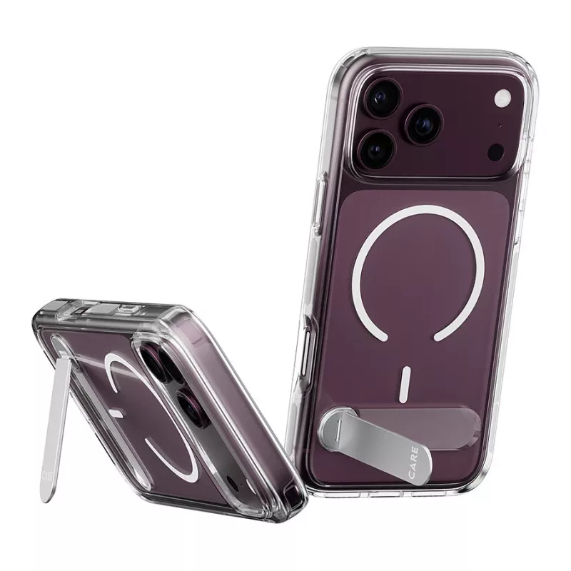 CARE by PanzerGlass dėklas su atrama permatomas su baltu MagSafe skirtas iPhone 17 Pro Max
